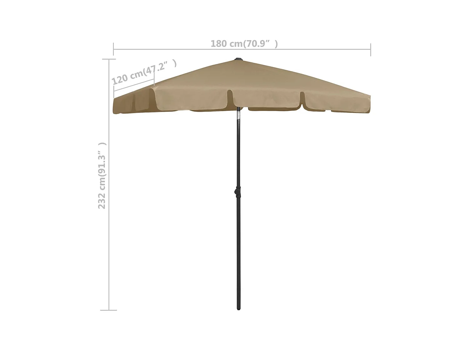 Parasol de plage Taupe 180x120