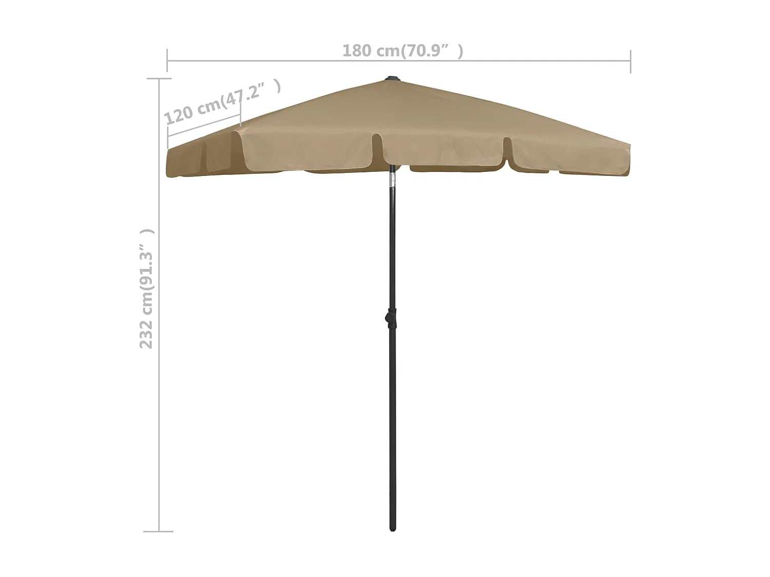Parasol de plage Taupe 180x120