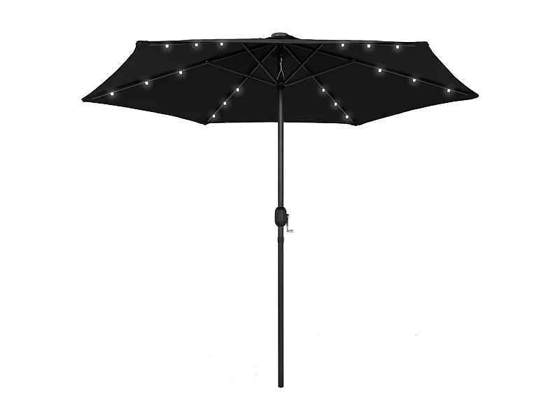 Parasol avec LED et mât en aluminium 270cm Noir