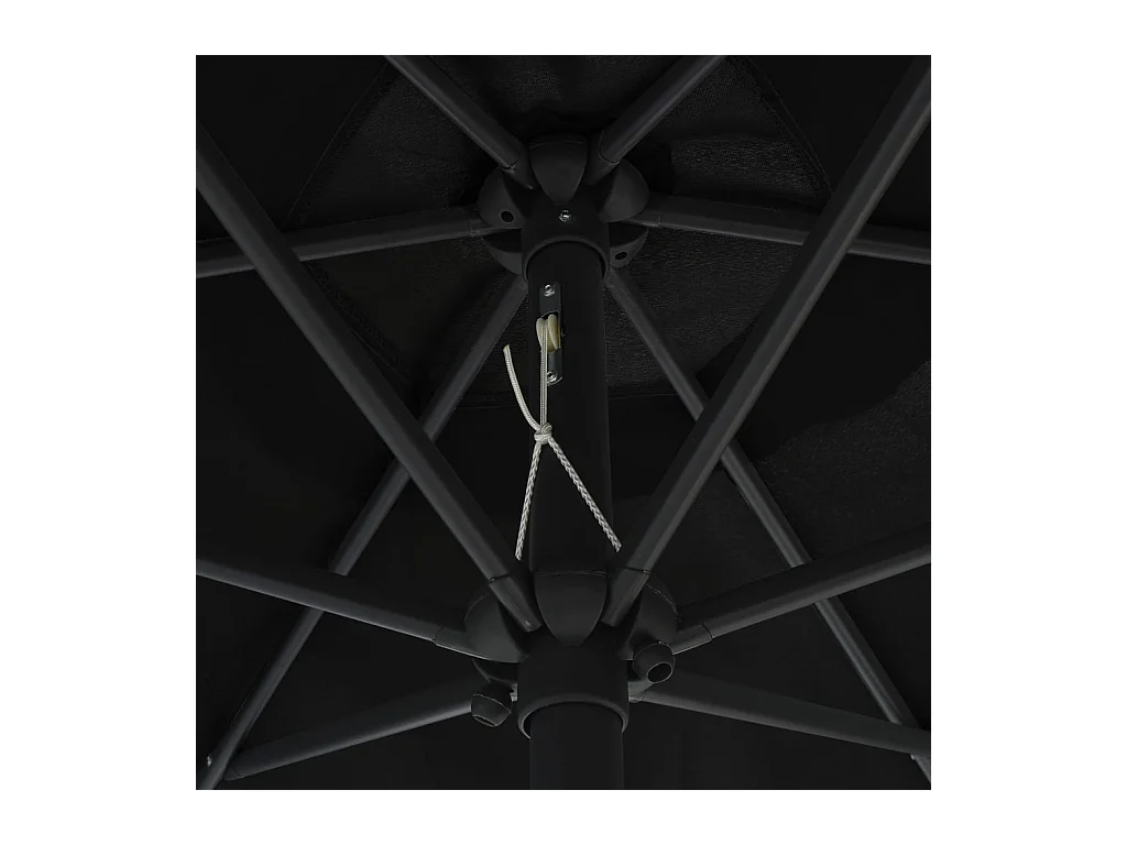 Parasol avec LED et mât en aluminium 270cm Noir