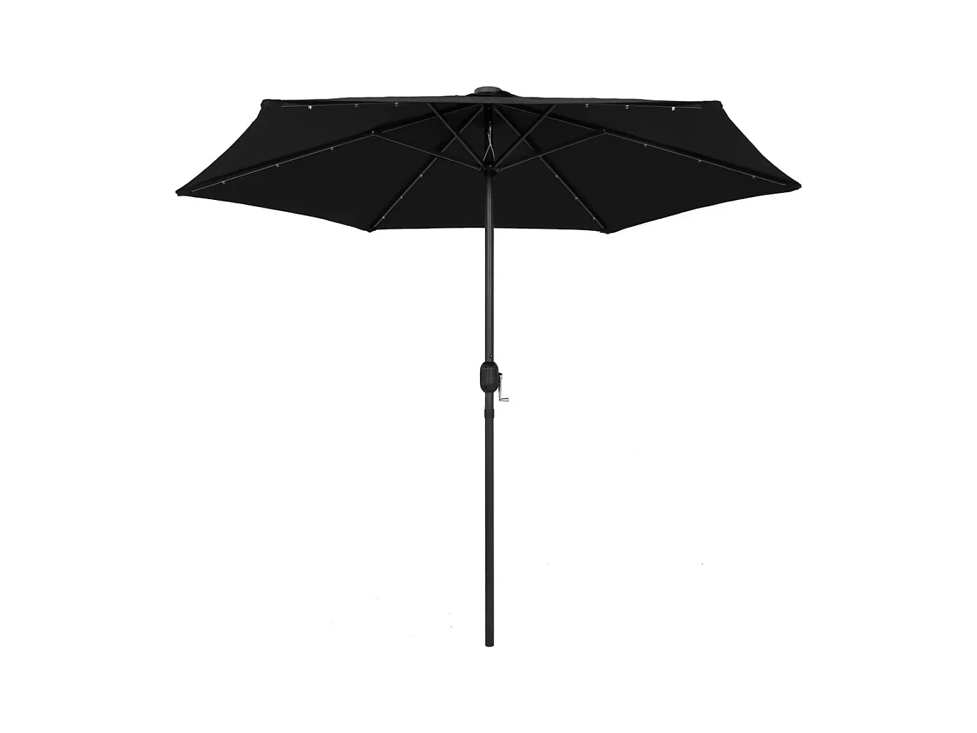 Parasol avec LED et mât en aluminium 270cm Noir