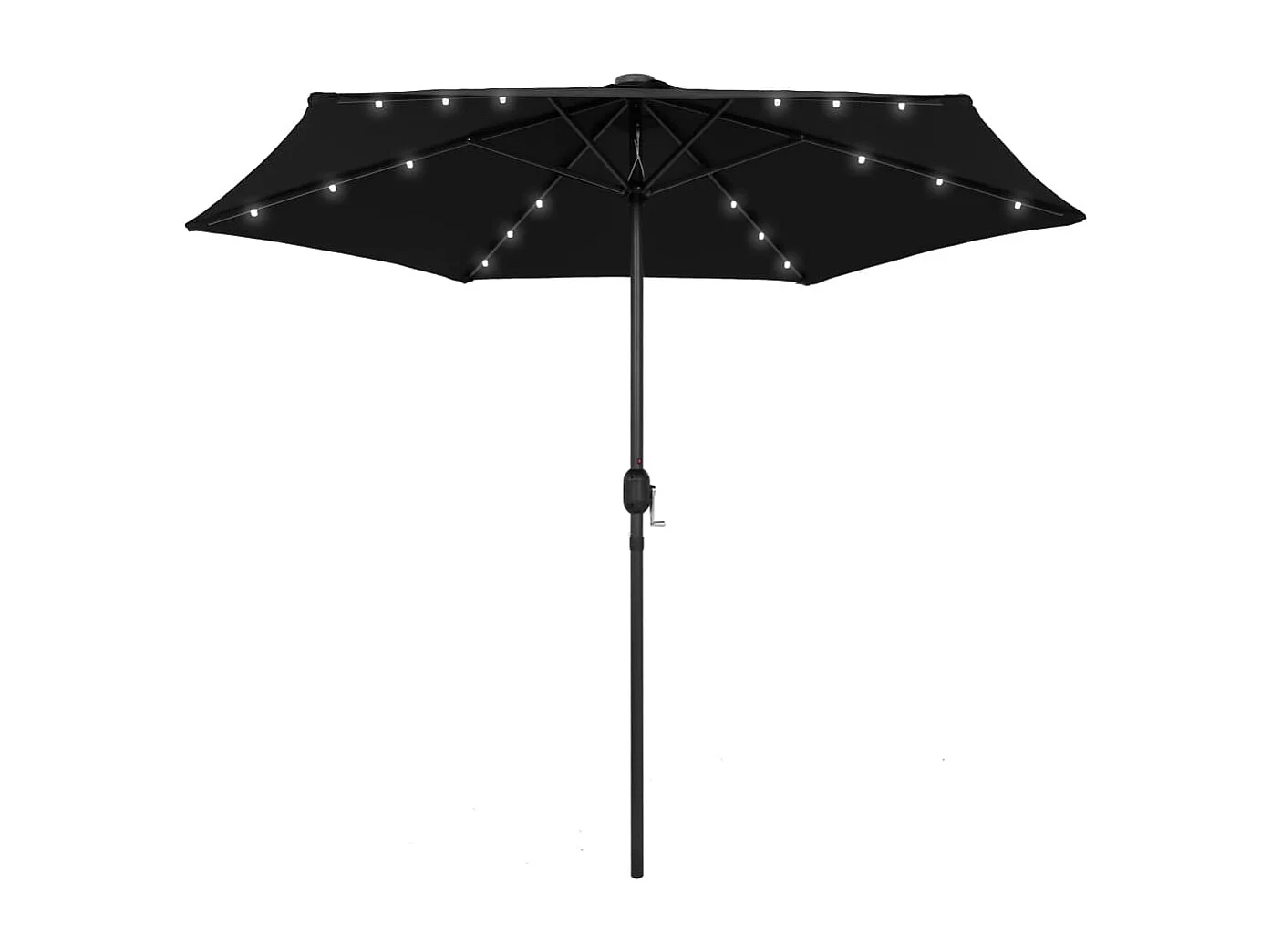 Parasol avec LED et mât en aluminium 270cm Noir