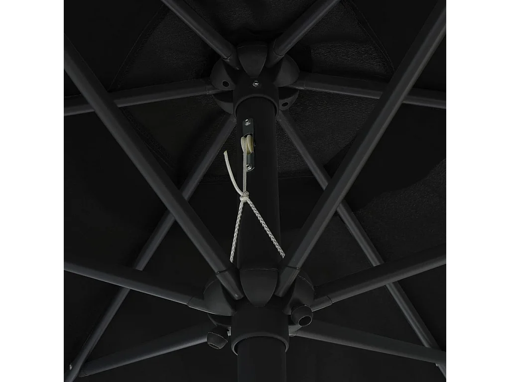 Parasol avec LED et mât en aluminium 270cm Noir