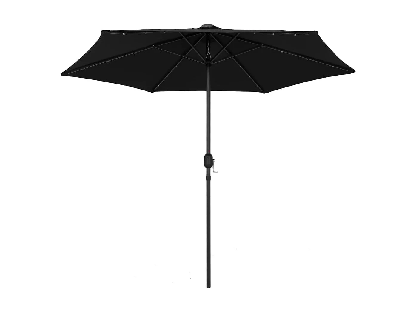 Parasol avec LED et mât en aluminium 270cm Noir