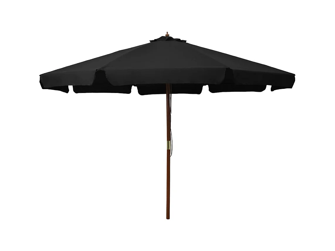 Parasol d'extérieur avec mât en bois 330cm Noir