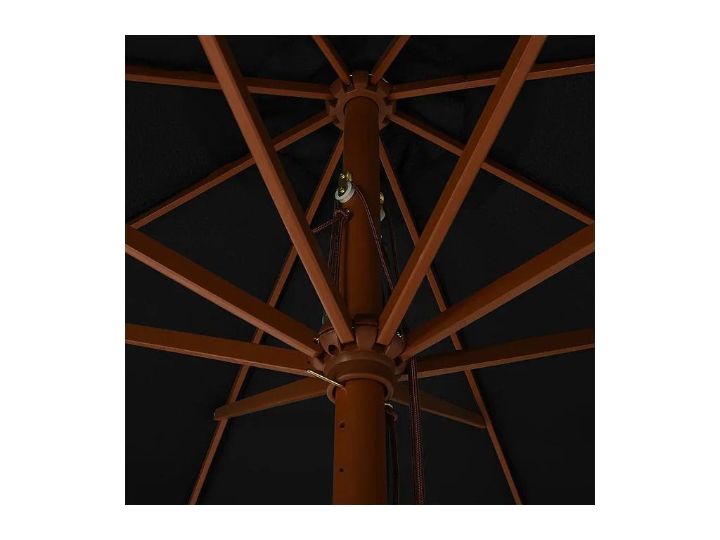 Parasol d'extérieur avec mât en bois 330cm Noir