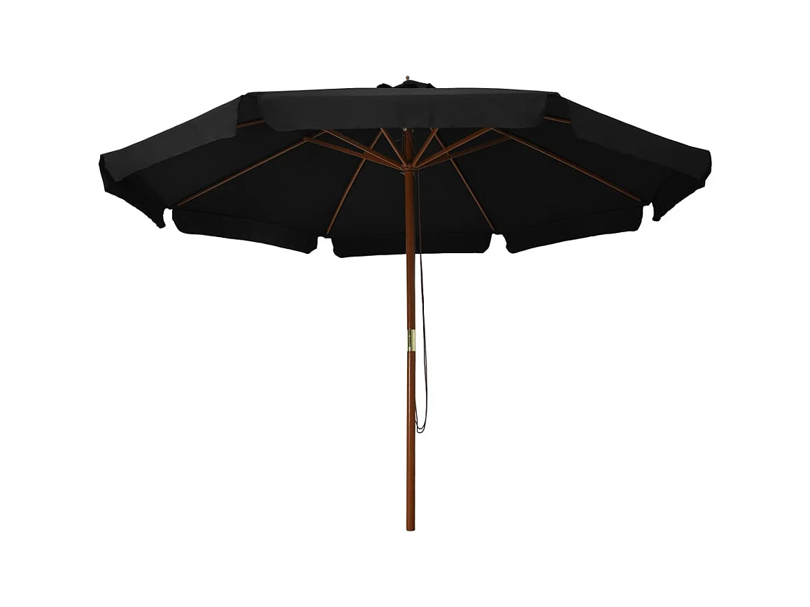 Parasol d'extérieur avec mât en bois 330cm Noir