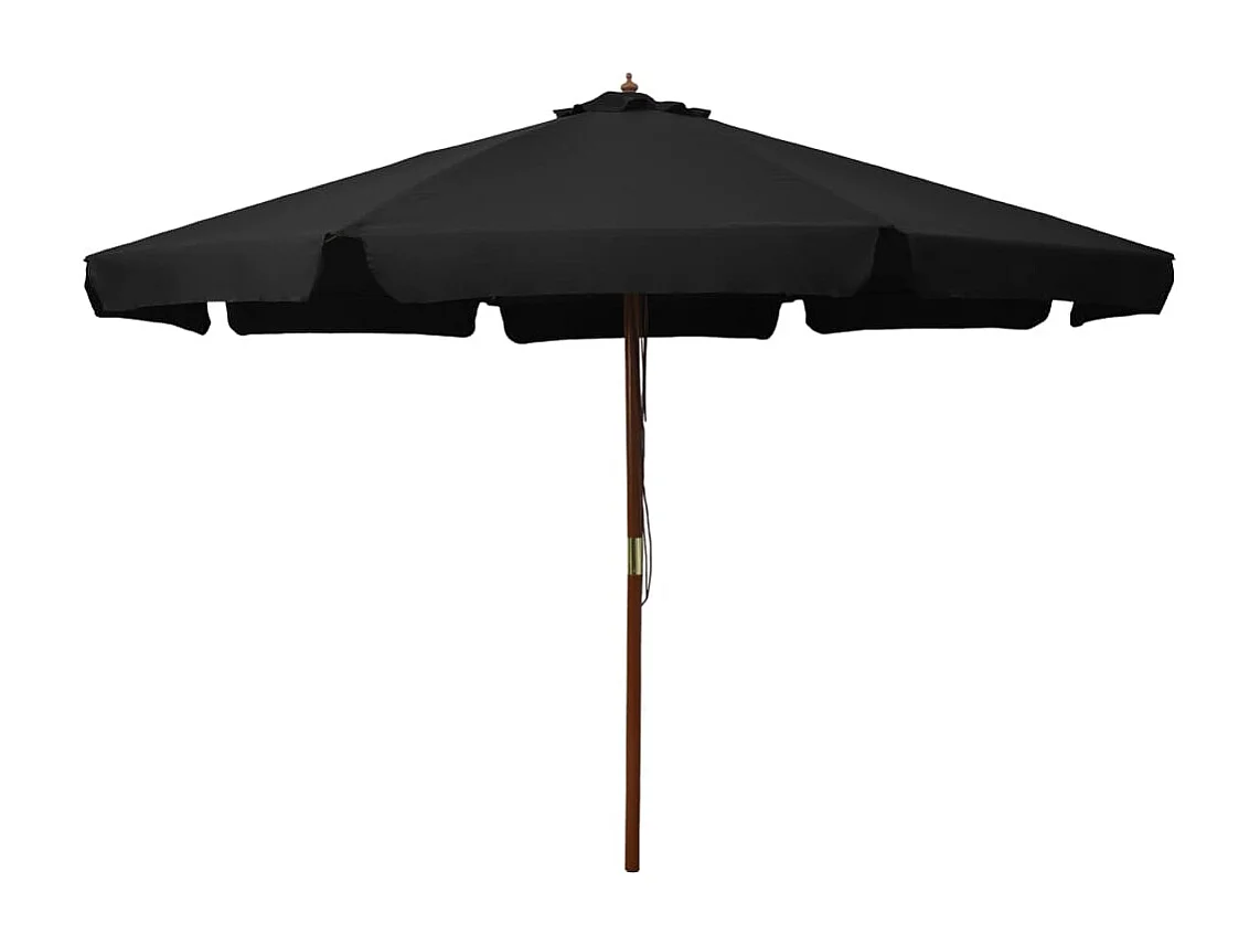 Parasol d'extérieur avec mât en bois 330cm Noir