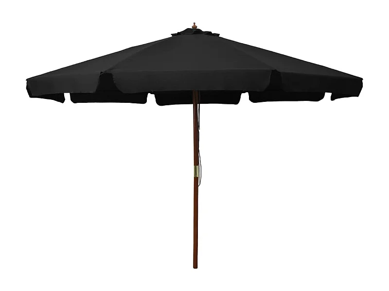 Parasol d'extérieur avec mât en bois 330cm Noir