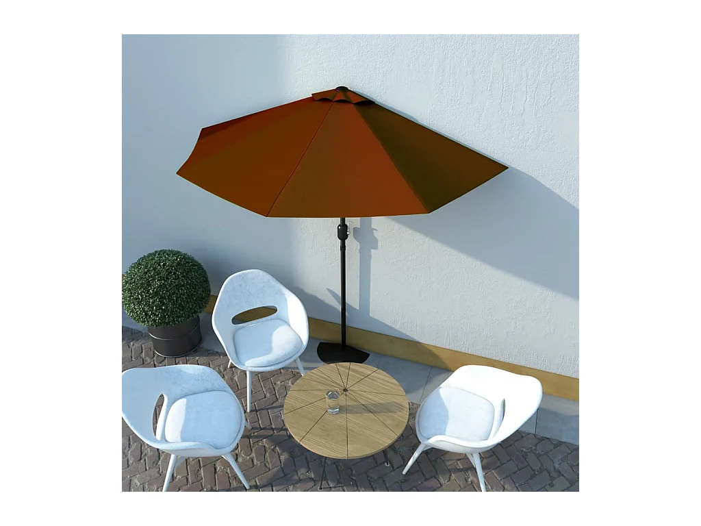 Parasol de balcon et mât en aluminium Terre cuite 270x135x245