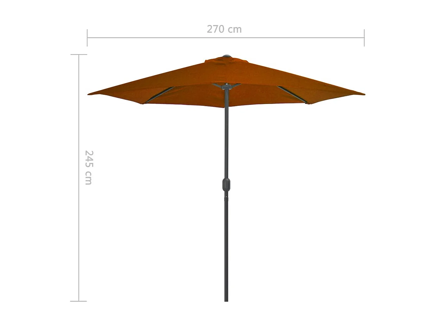 Parasol de balcon et mât en aluminium Terre cuite 270x135x245