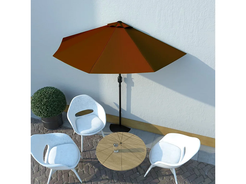 Parasol de balcon et mât en aluminium Terre cuite 270x135x245