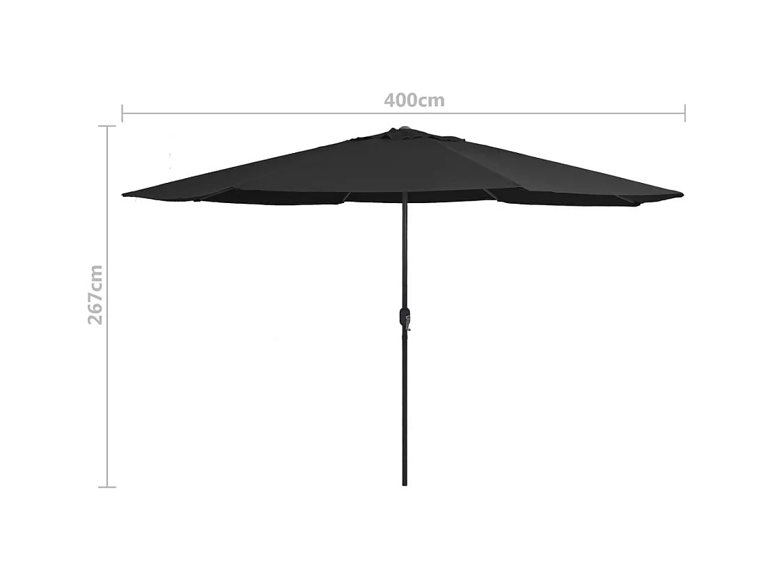 Parasol d'extérieur avec mât en métal 400cm Noir