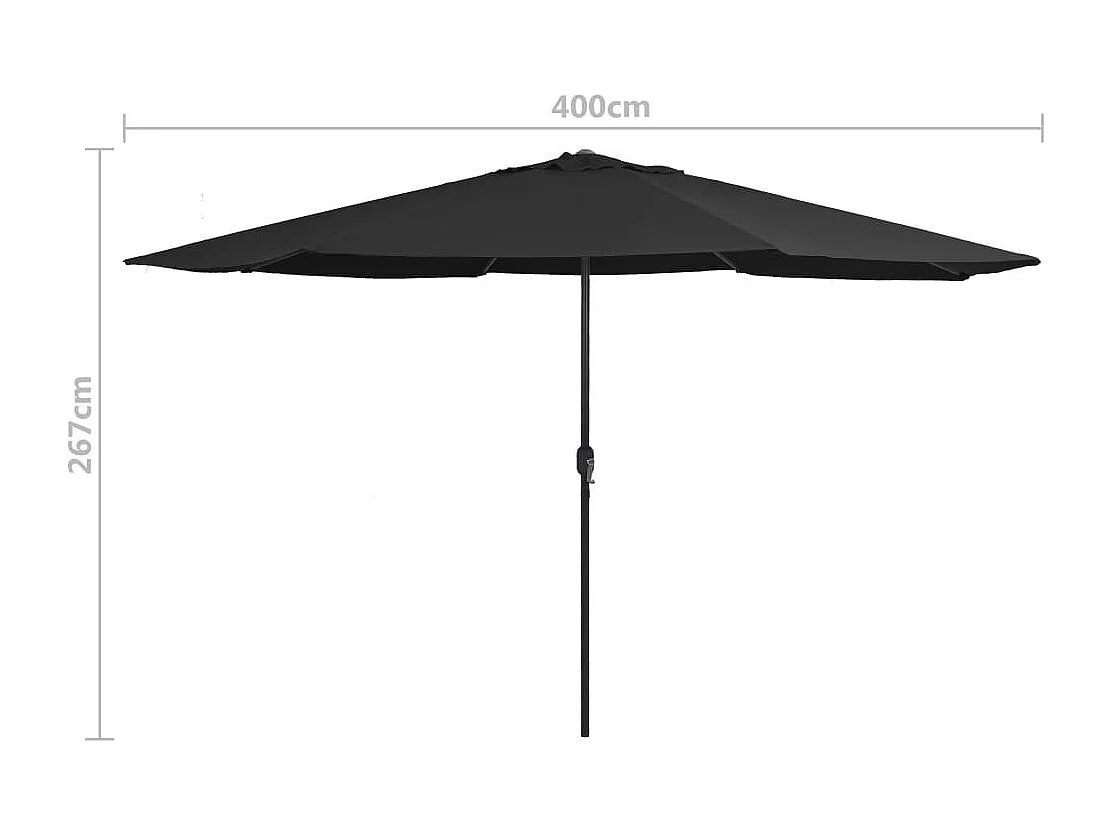Parasol d'extérieur avec mât en métal 400cm Noir