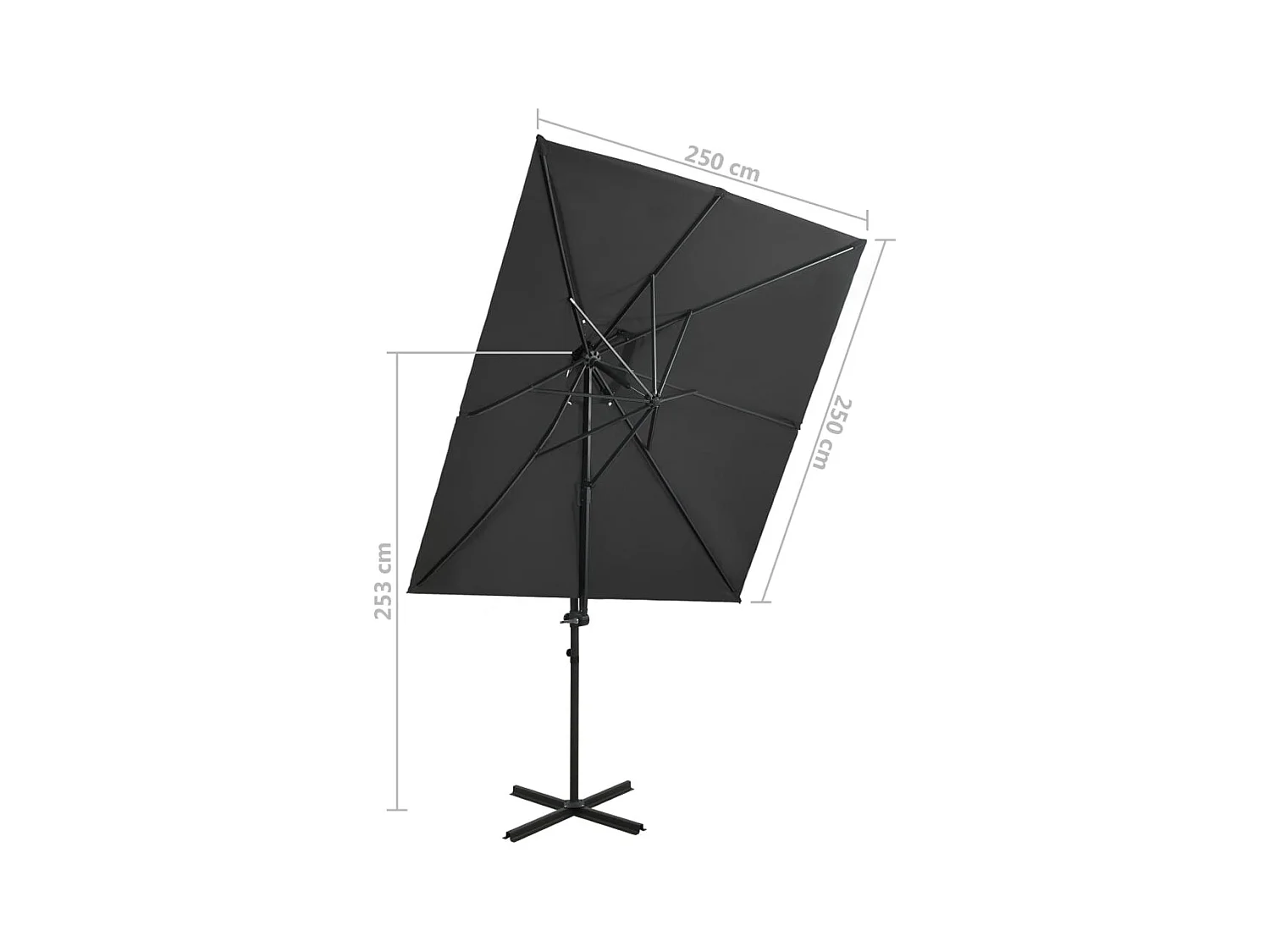 Parasol déporté à double toit Anthracite 250x250