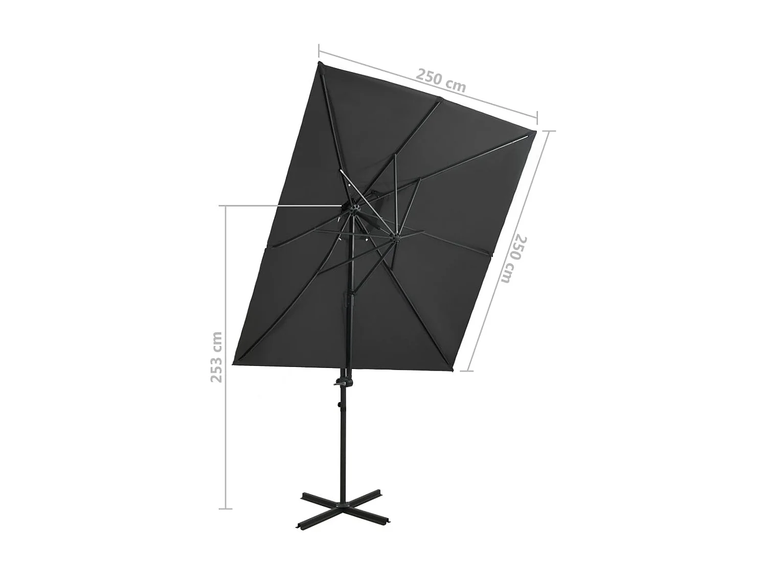 Parasol déporté à double toit Anthracite 250x250