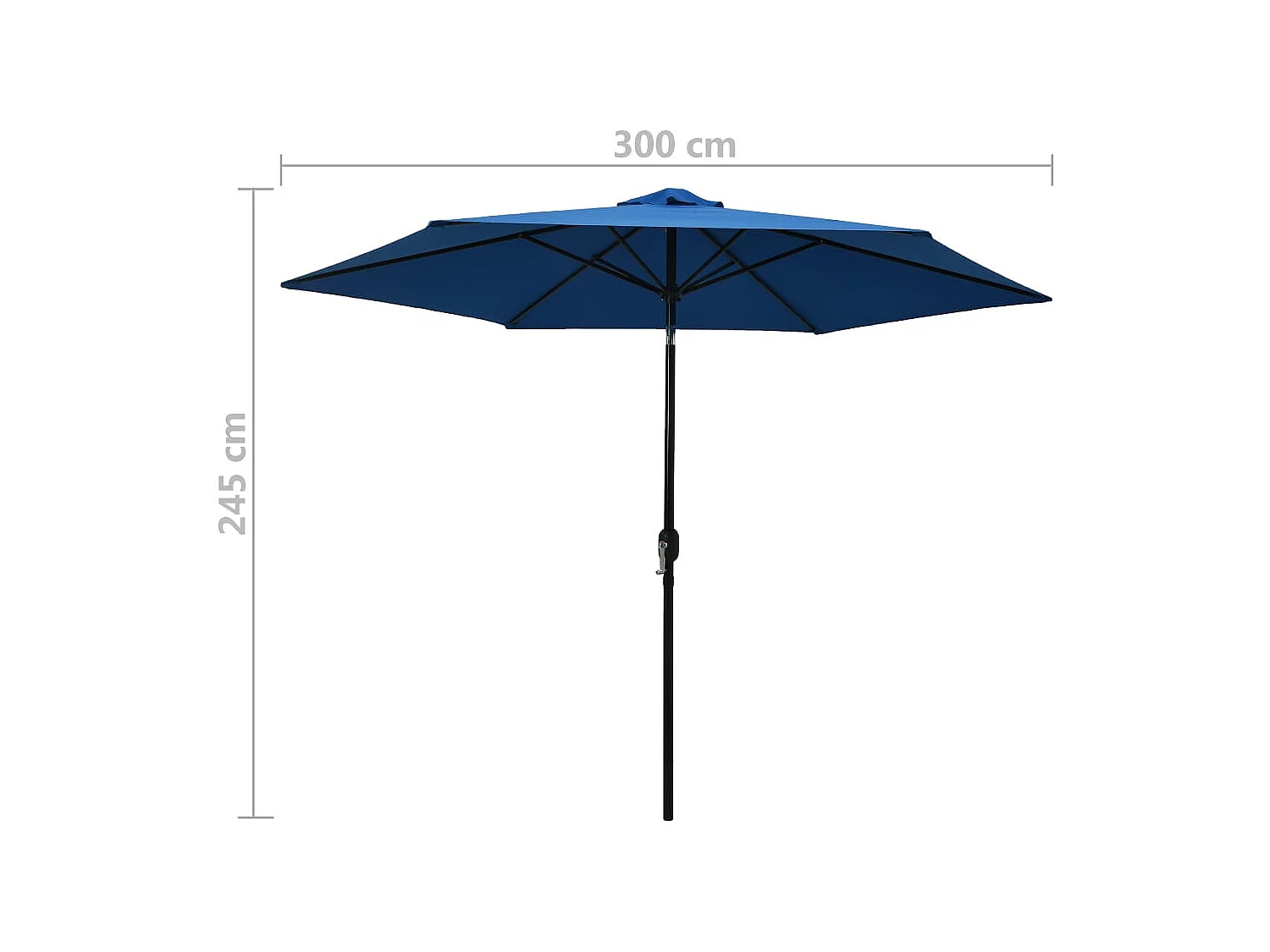 Parasol d'extérieur avec poteau en métal 300cm Azuré