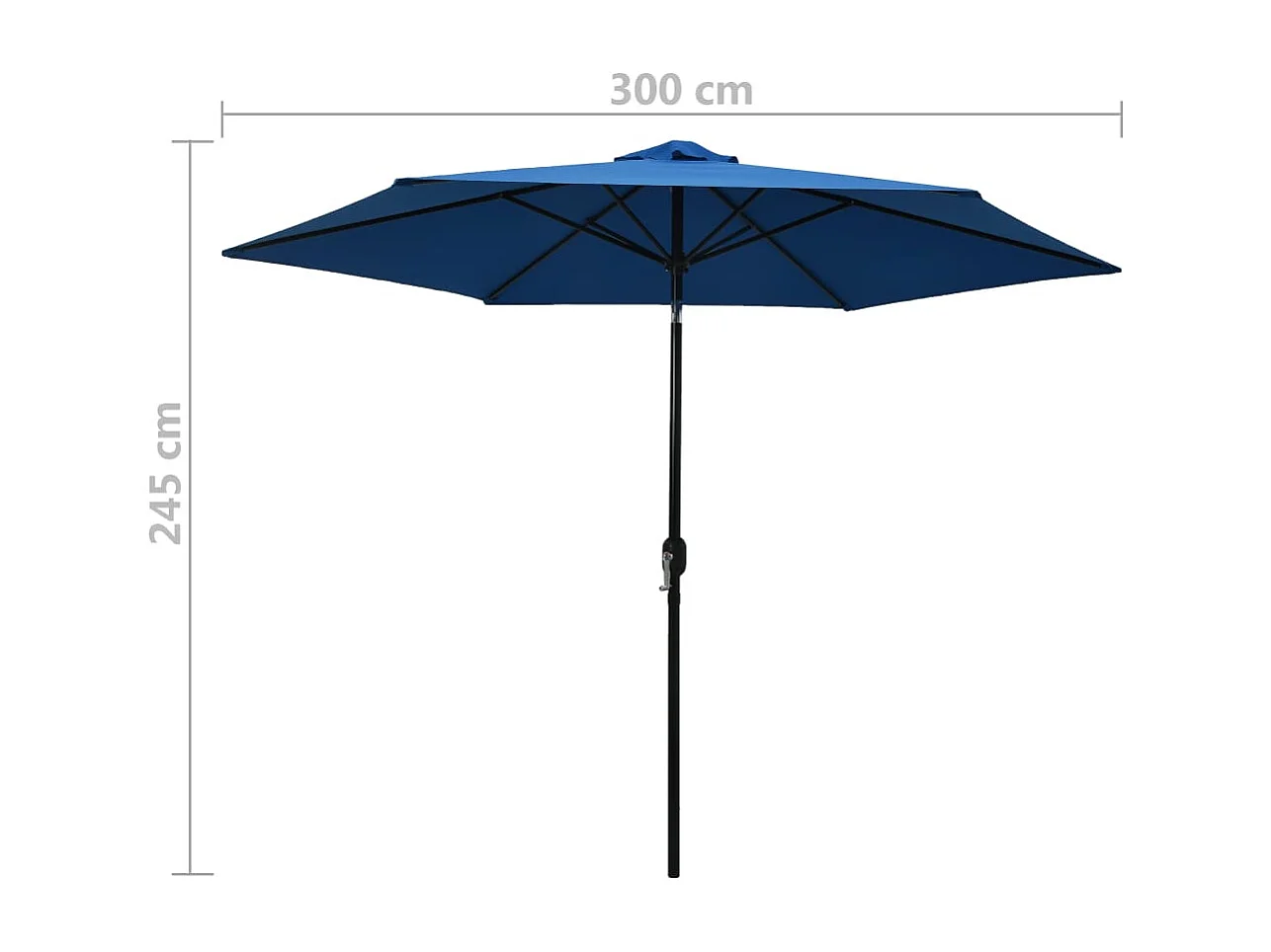 Parasol d'extérieur avec poteau en métal 300cm Azuré