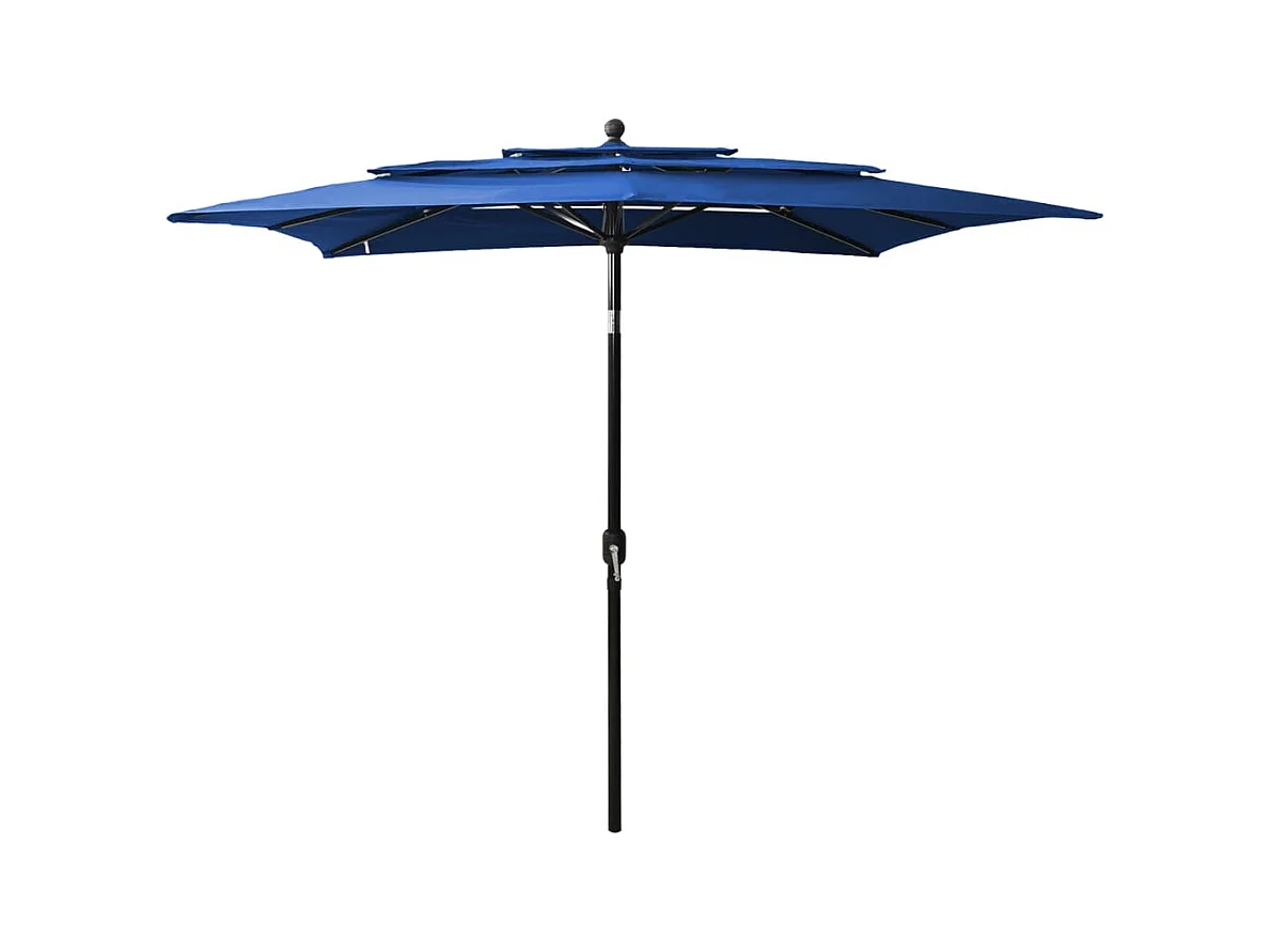 Parasol à 3 niveaux avec mât en aluminium Bleu azuré 2,5x2,5 m