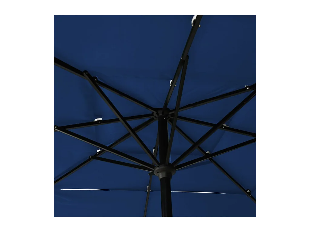 Parasol à 3 niveaux avec mât en aluminium Bleu azuré 2,5x2,5 m