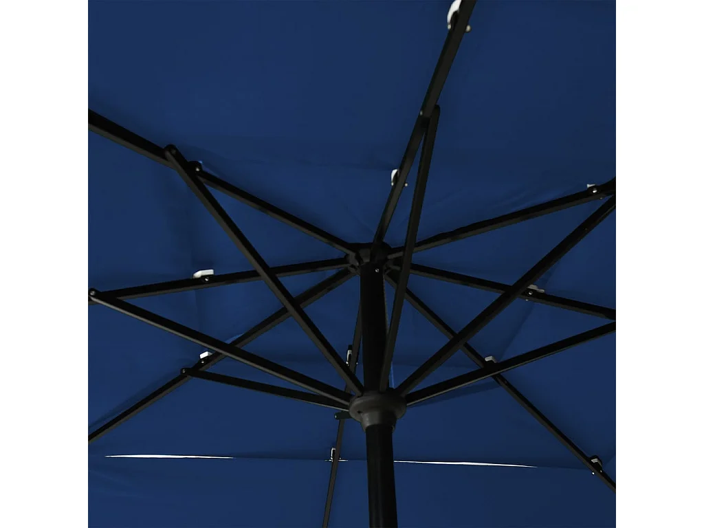 Parasol à 3 niveaux avec mât en aluminium Bleu azuré 2,5x2,5 m