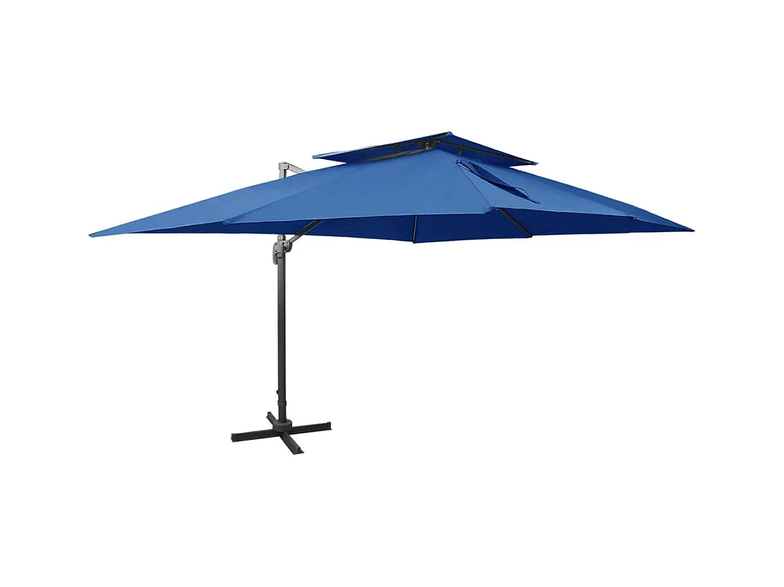 Parasol déporté à double toit Bleu azuré 400x300