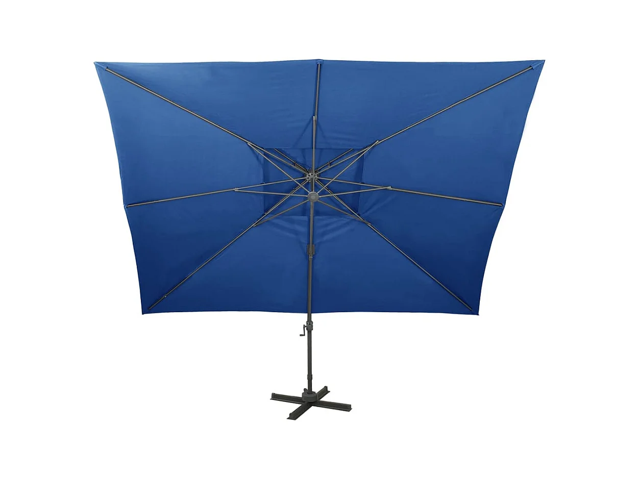 Parasol déporté à double toit Bleu azuré 400x300