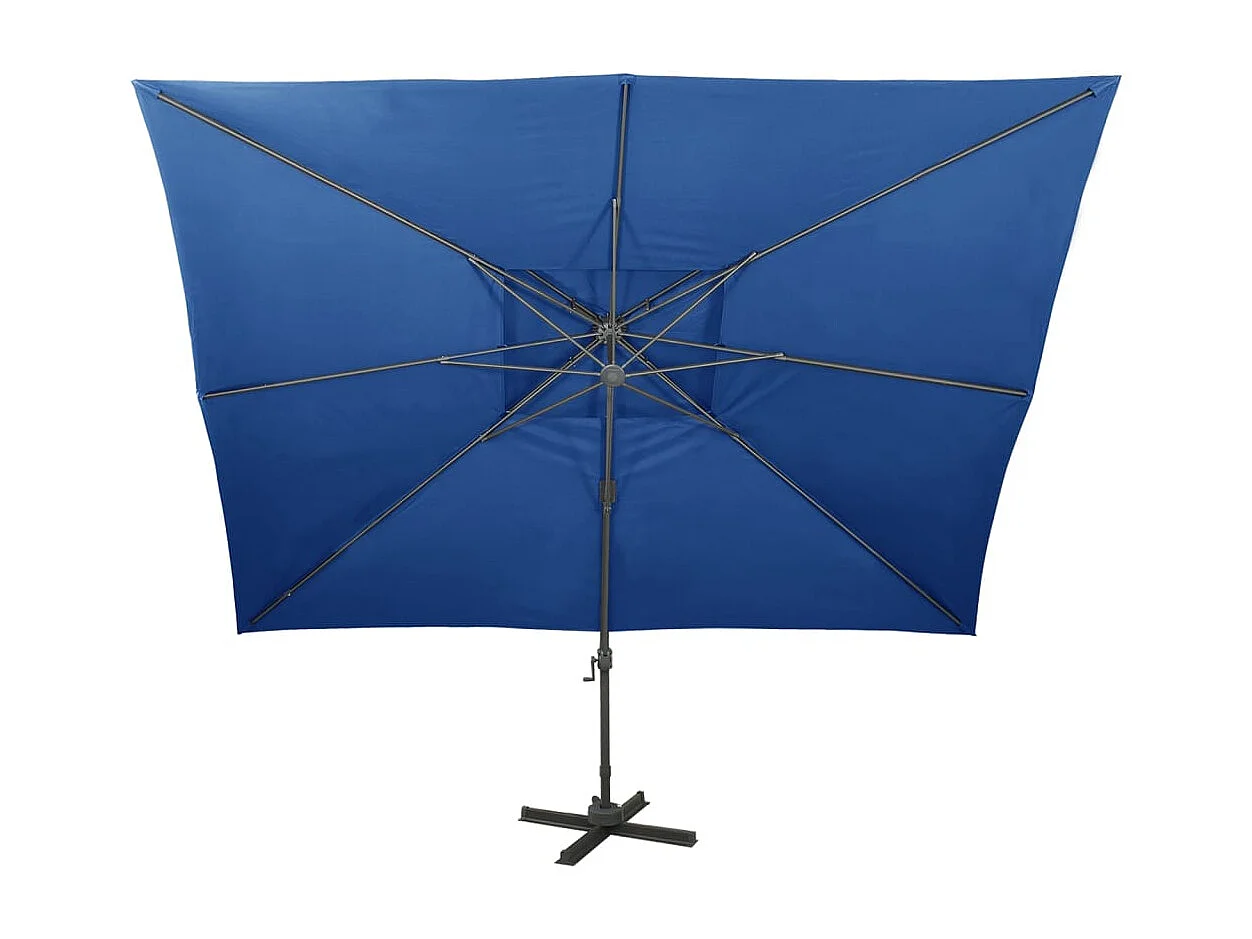 Parasol déporté à double toit Bleu azuré 400x300