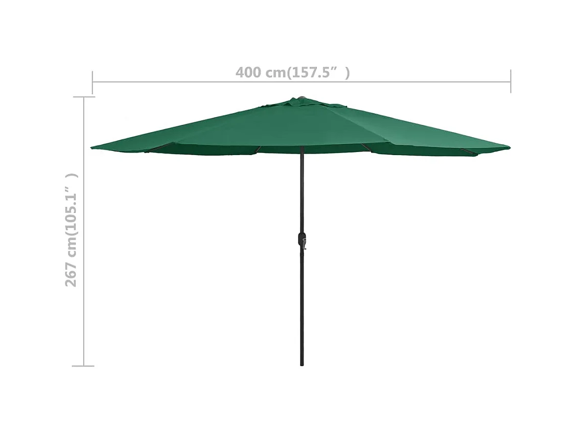 Parasol d'extérieur avec mât en métal 400cm Vert