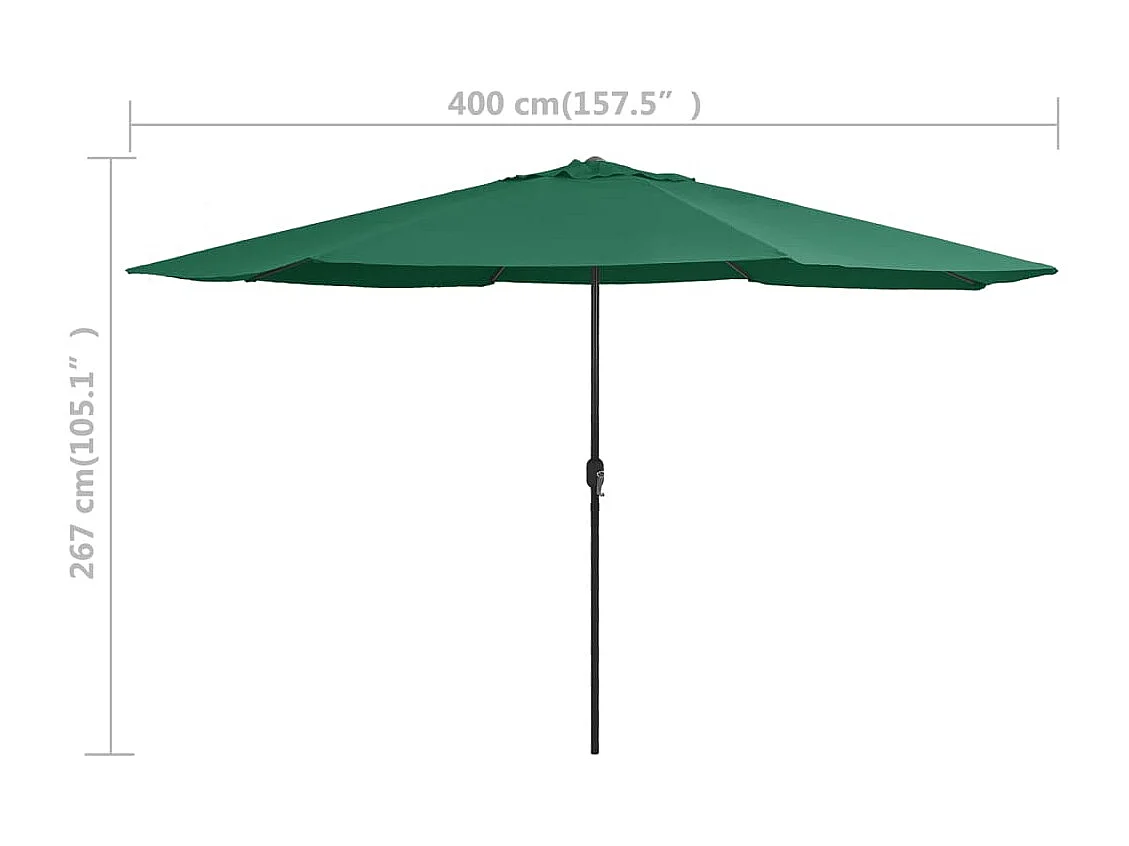 Parasol d'extérieur avec mât en métal 400cm Vert