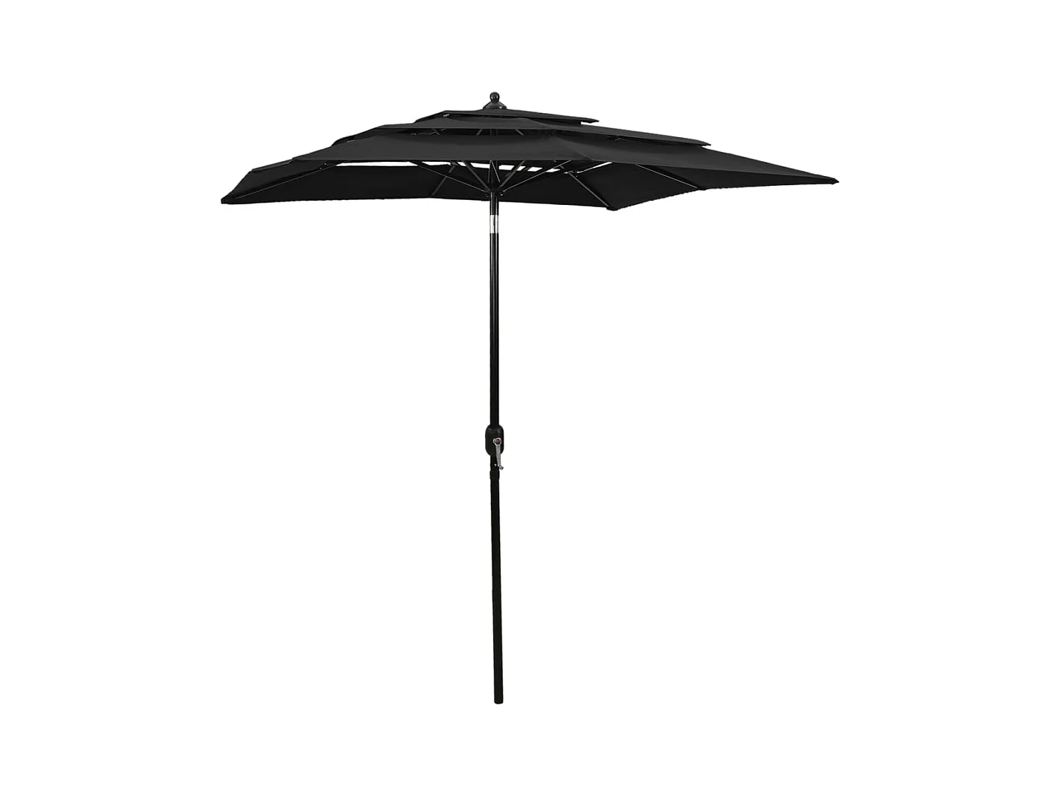 Parasol à 3 niveaux avec mât en aluminium Noir 2x2 m
