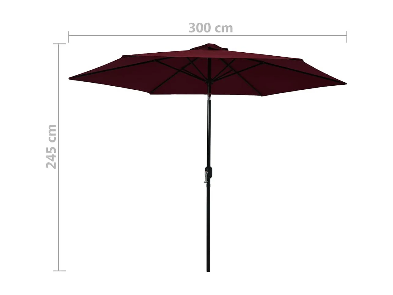 Parasol d'extérieur avec mât métallique Bordeaux 300cm