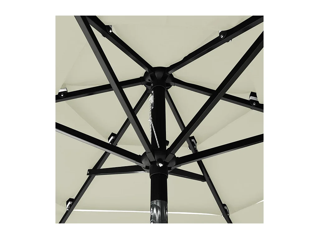 Parasol à 3 niveaux avec mât en aluminium Sable 2 m