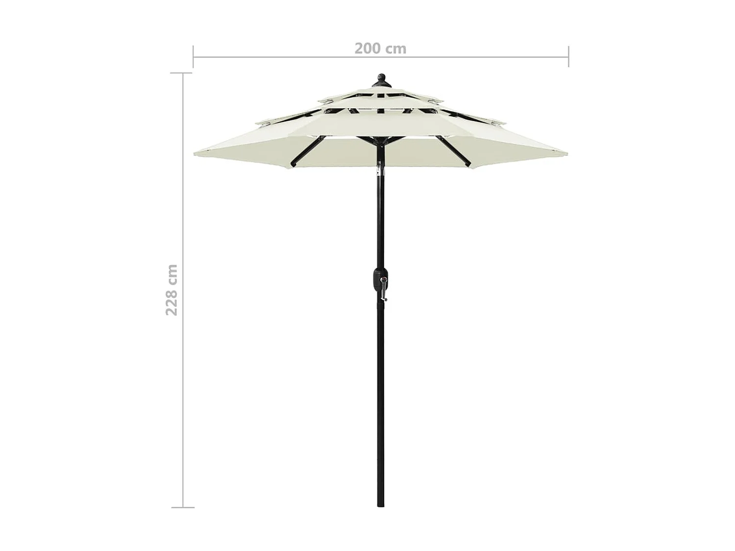 Parasol à 3 niveaux avec mât en aluminium Sable 2 m