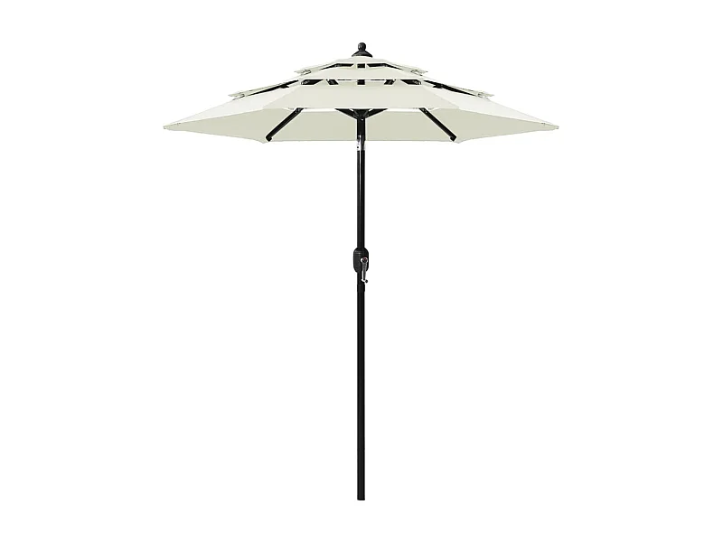 Parasol à 3 niveaux avec mât en aluminium Sable 2 m