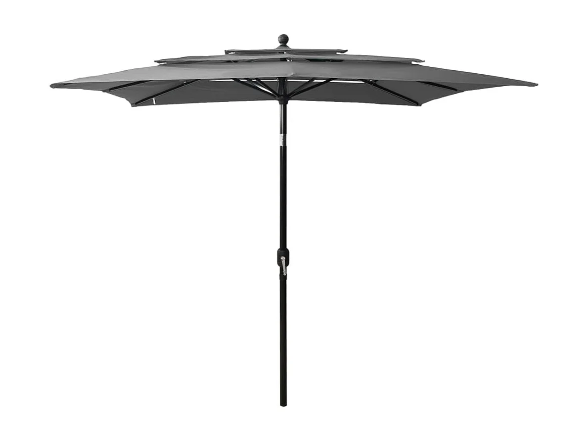Parasol à 3 niveaux avec mât en aluminium Anthracite 2,5x2,5 m