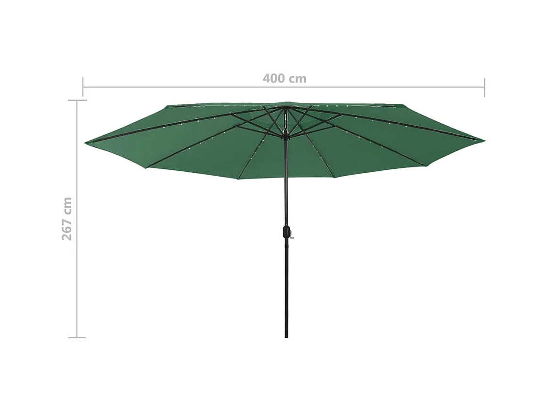 Parasol d'extérieur avec LED et mât en métal 400cm Vert