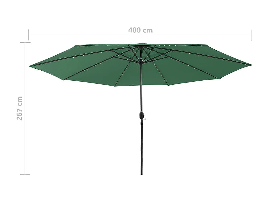 Parasol d'extérieur avec LED et mât en métal 400cm Vert