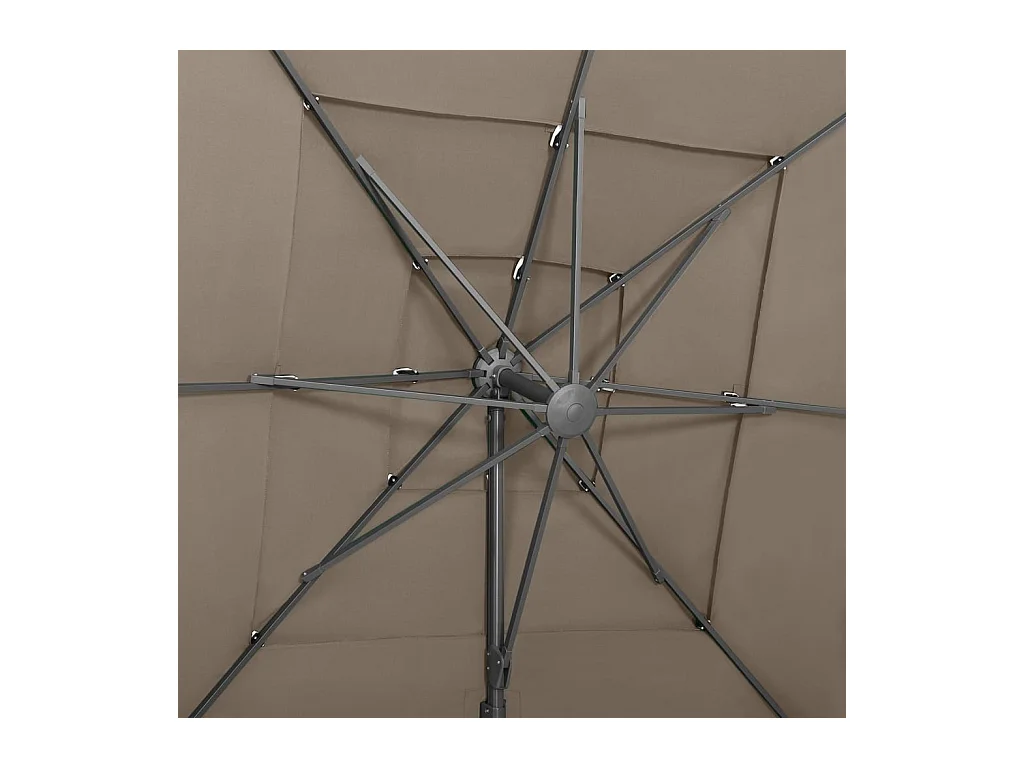 Parasol à 4 niveaux avec mât en aluminium Taupe 250x250