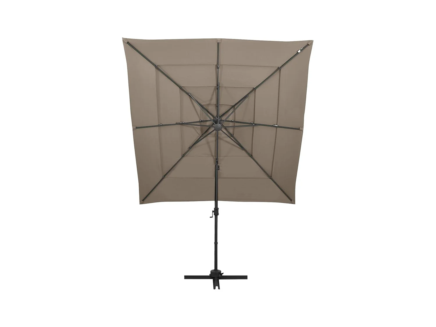 Parasol à 4 niveaux avec mât en aluminium Taupe 250x250