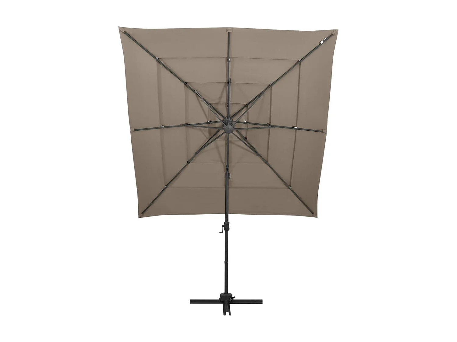 Parasol à 4 niveaux avec mât en aluminium Taupe 250x250