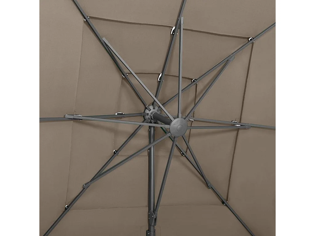 Parasol à 4 niveaux avec mât en aluminium Taupe 250x250
