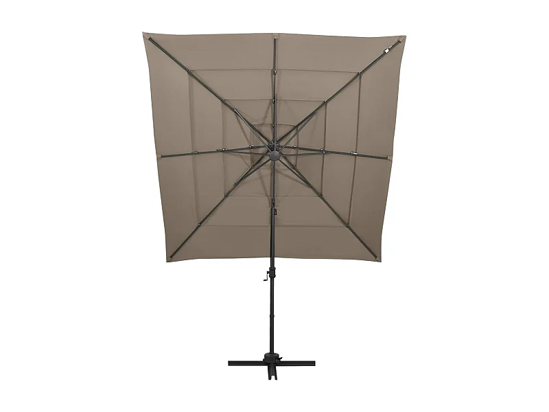 Parasol à 4 niveaux avec mât en aluminium Taupe 250x250