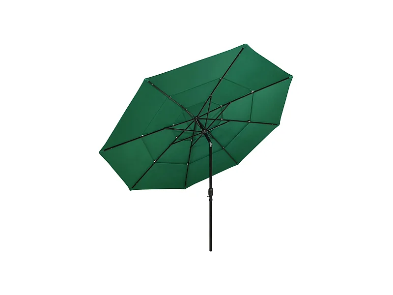 Parasol à 3 niveaux avec mât en aluminium Vert 3,5 m