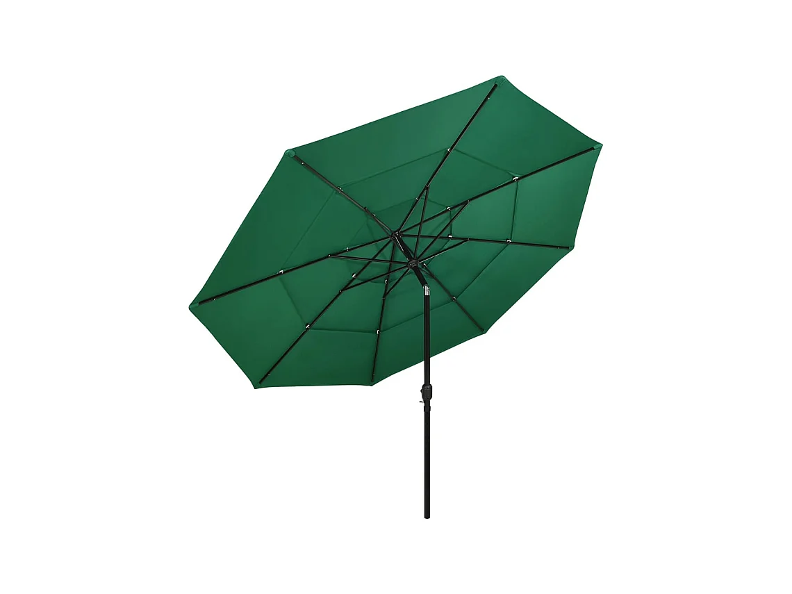 Parasol à 3 niveaux avec mât en aluminium Vert 3,5 m