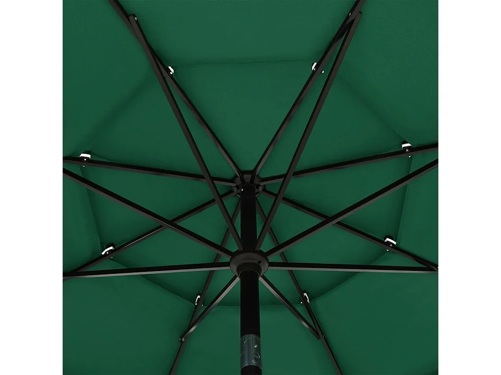 Parasol à 3 niveaux avec mât en aluminium Vert 3,5 m