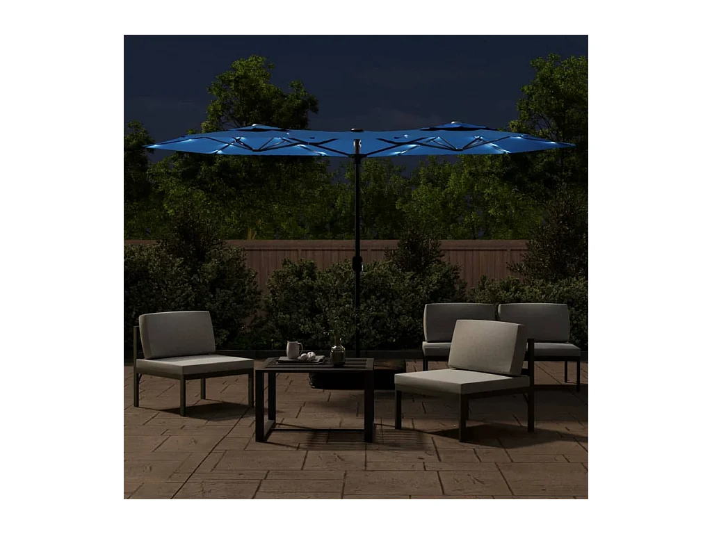 Parasol à double tête avec LED bleu azuré 316x240