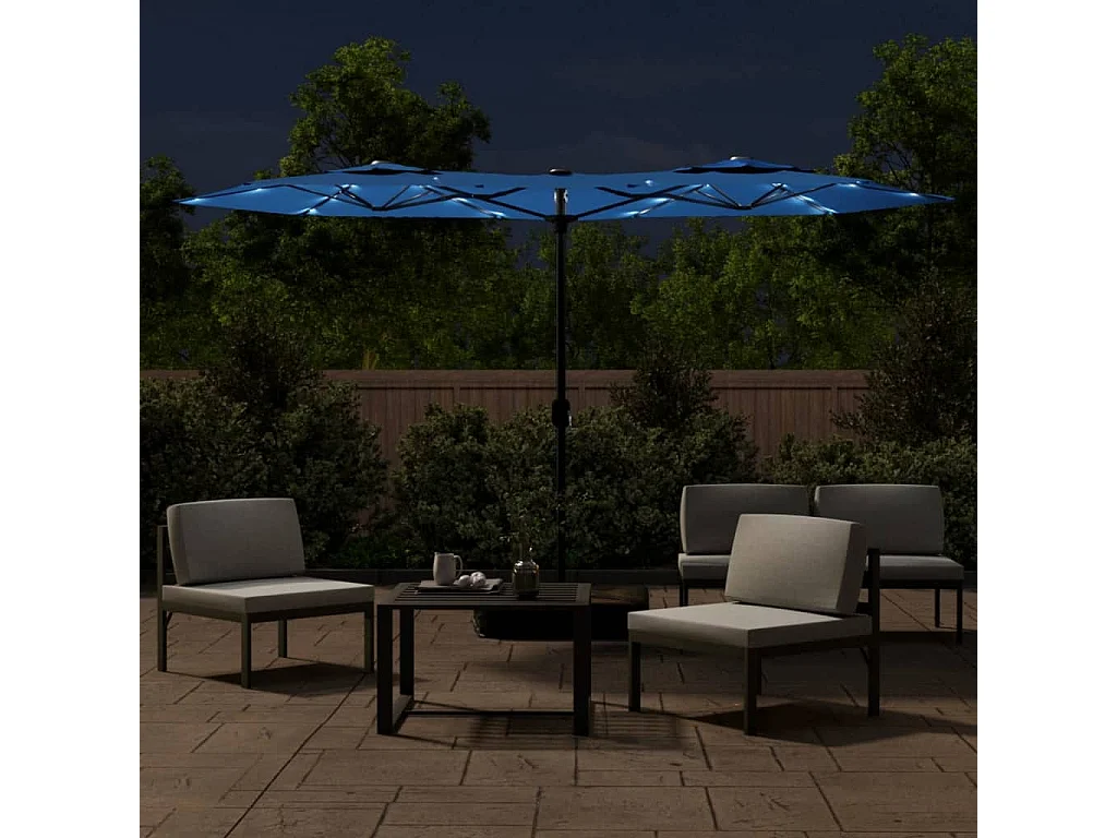 Parasol à double tête avec LED bleu azuré 316x240