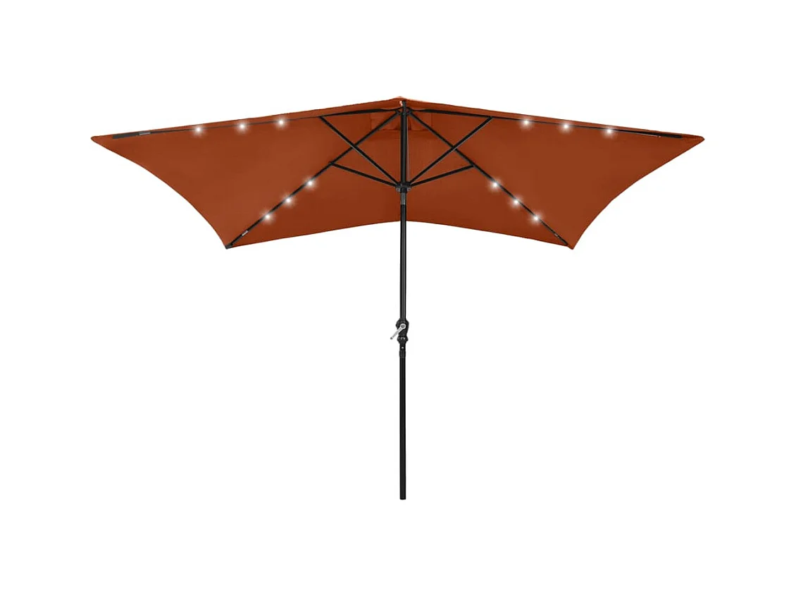 Parasol avec LED et mât en acier Terre cuite 2x3 m
