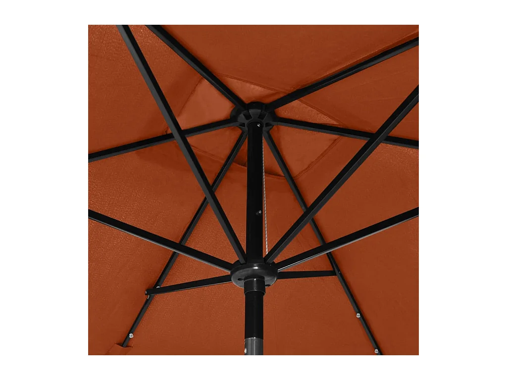 Parasol avec LED et mât en acier Terre cuite 2x3 m